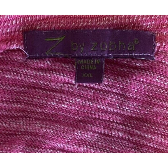 Z by Zobha Pullover Top Womens XL / 2XL Pink & White Ombre wBack Cut Out Blouse - Picture 6 of 11